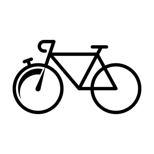 Vélo Avec Roue Forme Icône Vectorielle Ligne Chronomètre Isolé Sur — Image vectorielle