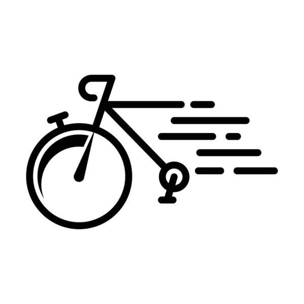 Fahrrad Mit Rad Form Eines Stoppuhr Linienvektorsymbols Isoliert Auf Weißem — Stockvektor