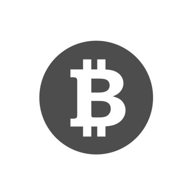 Bitcoin siluet vektör simgesi beyaza izole edildi. Web, mobil uygulamalar, ui tasarımı ve yazdırma için bitcoin şifreleme simgesi