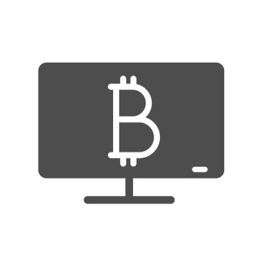 Bitcoin dijital para siluet vektör simgesi beyaz üzerinde izole. Web, mobil uygulamalar, ui tasarımı ve yazdırma için bitcoin şifreleme simgesi