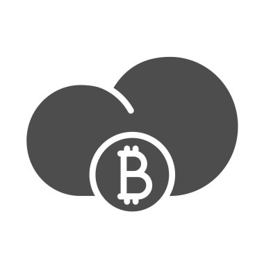 Bitcoin bulut siluet vektör simgesi beyaz üzerinde izole. Web, mobil uygulamalar, ui tasarım ve yazdırma için bitcoin bulut simgesi