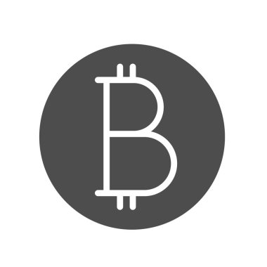 Bitcoin siluet vektör simgesi beyaza izole edildi. Web, mobil uygulamalar, ui tasarımı ve yazdırma için bitcoin şifreleme simgesi