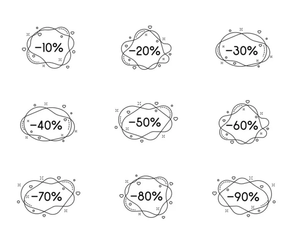 Czarny Kształt Bańki Zniżki Procent Dekoracji Izolowanych Białym Tle Naklejki — Wektor stockowy