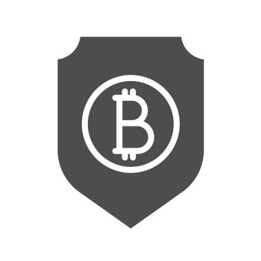 Bitcoin güvenli siluet vektör simgesi beyaza izole edildi. Web, mobil uygulamalar, ui tasarımı ve yazdırma için bitcoin şifreleme simgesi