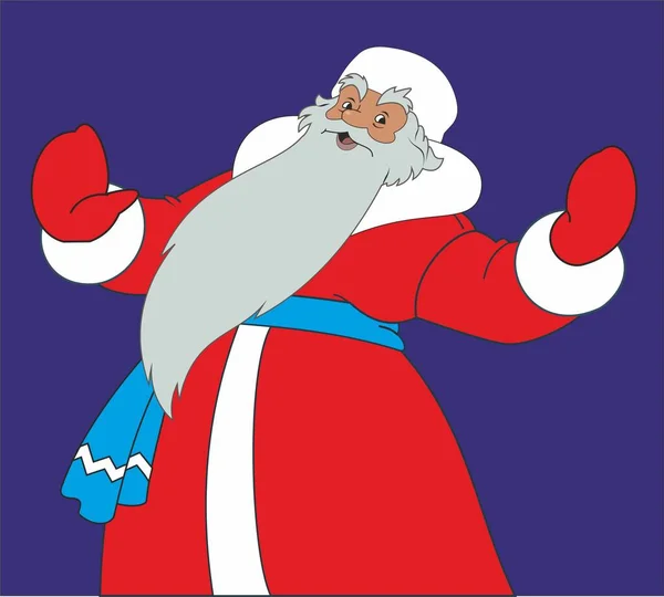 Père Noël Russe Manteau Fourrure Rouge Image Vectorielle — Image vectorielle