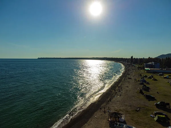 Una Vista Pájaro Del Sol Brillante Sobre Mar — Foto de Stock