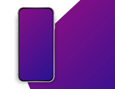 Gradyan arka planda gerçekçi bir cep telefonu. Akıllı telefon evrensel boş ekran, telefon gibi. Sunum kullanıcı arayüzü tasarımı için şablon.