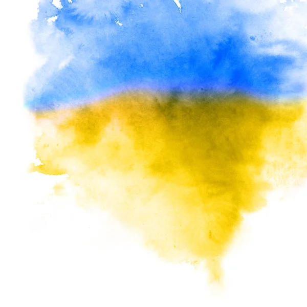Κίτρινη μπλε σημαία της Ουκρανίας. Αφηρημένο φόντο υδατογραφία Εικόνα Αρχείου