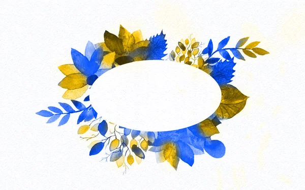 Oekraïense bloemen. geel blauw aquarellen wenskaart met bloemen, aquarel. Uitnodiging voor bruiloft, verjaardag, andere — Stockfoto