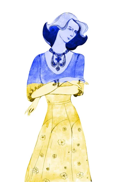 Mode Femme Accessoires 1900 Élégante Dame Llustration Vintage Aquarelle — Photo