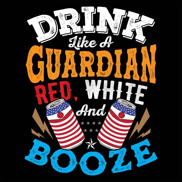 Trinken Wie Ein Wächter Rot Weiß Und Alkohol Vektor Illustration — Stockvektor