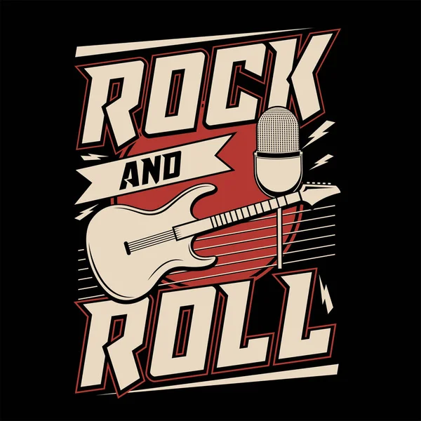 Rock Roll Monochrome Rock Hudební Tisk Hipster Vintage Label Grafický — Stockový vektor