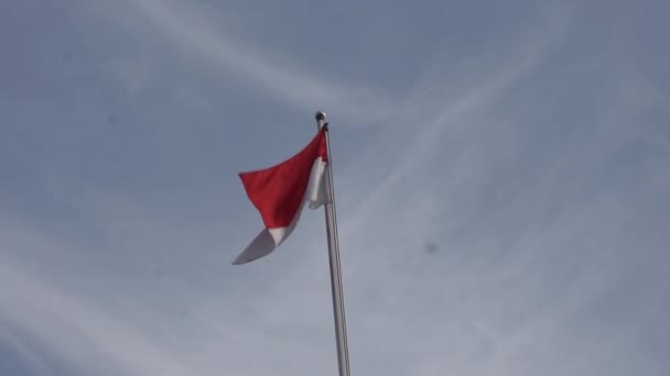 Red White Indonesian Flag Flying — ストック動画
