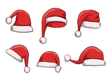 Beyaz arkaplanda izole edilmiş noel baba şapkası tasarımı çizimi