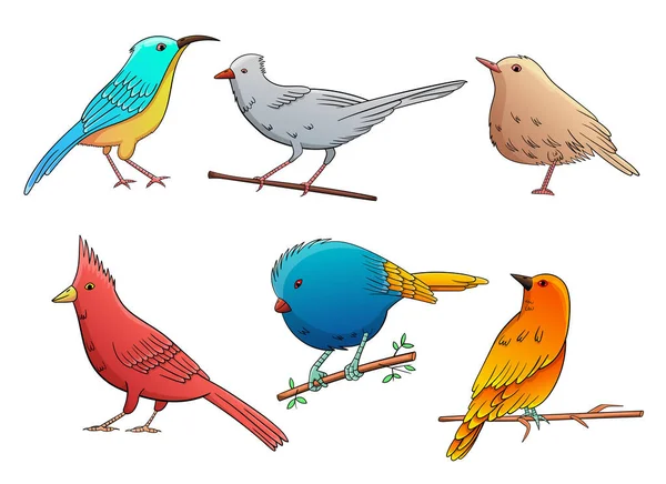 Birds Set Vector Design Illustration Isolated White Background — Vector de stock