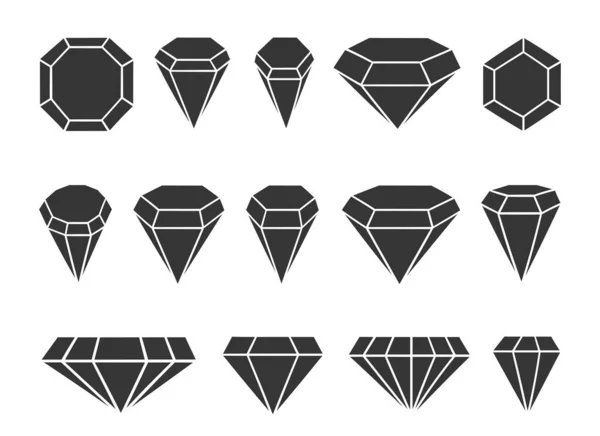 Diamond Set Vector Design Illustration Isolated White Background — Vettoriale Stock