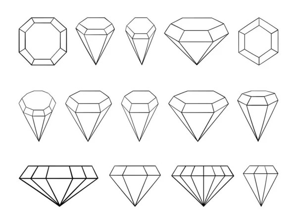 Diamond Set Vector Design Illustration Isolated White Background — Vettoriale Stock