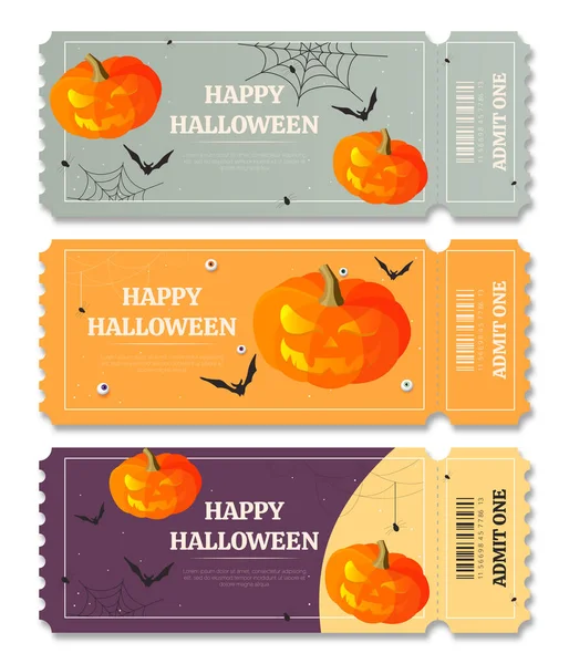 Set of tickets for Halloween. Holiday Happy Halloween. Set of invitations for the holiday. Vector illustration