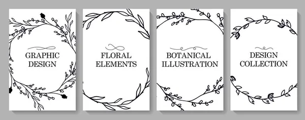Minimalist Design Wedding Invitation Card Template Floral Floral Print Style — Stock Vector