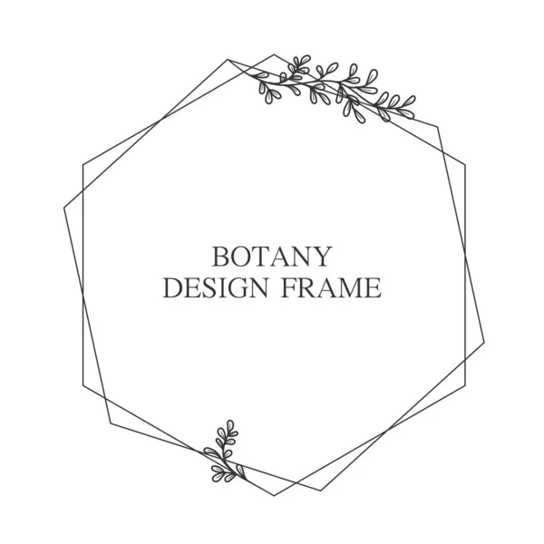 Geometric Flower Wreath Leaves Branches Botany Frame Isolated White Background — Stock Vector