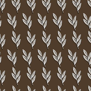 Bej bir arka planda bitkilerin ve çiçeklerin şık bir deseni. Düğün davetiyeleri, kartpostallar, posterler, kozmetik etiketleri ve parfümler için..