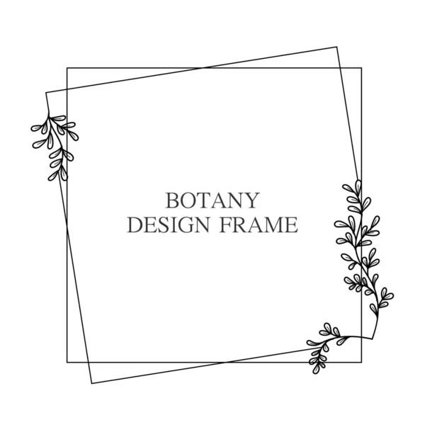 Geometric flower wreath with leaves and branches. Botany round frame isolated on white background. For wedding invitations, postcards, posters, labels of cosmetics and perfumes. — Stock Vector