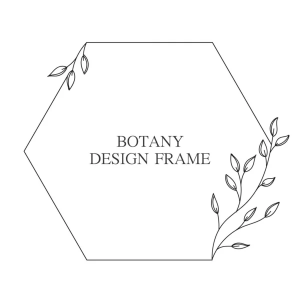 Geometric Flower Wreath Leaves Branches Botany Frame Isolated White Background — Stock Vector