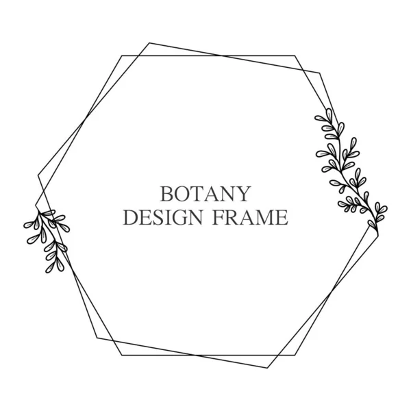 Geometric Flower Wreath Leaves Branches Botany Frame Isolated White Background — Stock Vector