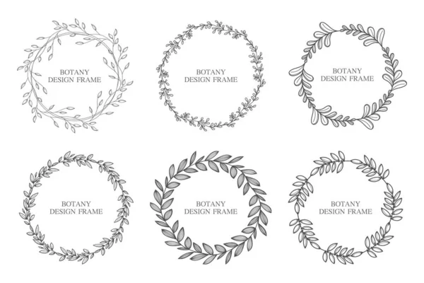 Set Couronne Fleurs Géométriques Avec Des Feuilles Des Branches Cadre — Image vectorielle