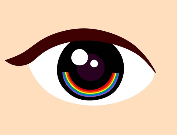 眼睛与眼线笔的颜色与Lgbt彩虹 男女同性恋 双性恋和变性者群体的概念 — 图库矢量图片