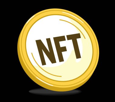  Altın sikke ikonunda NFT 'nin para iadesi yok. Vektör illüstrasyonu.