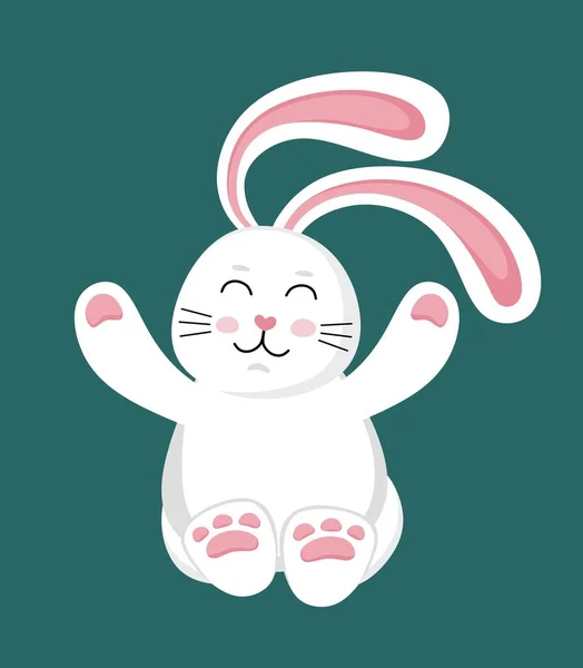 Lustiges süßes weißes Kaninchen. Illustration einer Figur. Vektor-Illustration im flachen Stil. — Stockvektor