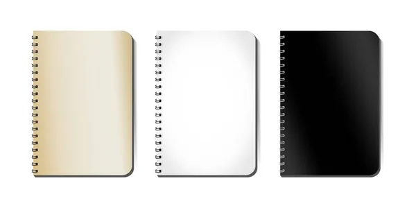 Die Attrappe eines Notizbuchs auf einer Feder ist eine isolierte Illustration auf weißem Hintergrund. Das Template-Layout ist bereit für Ihren Entwurf. Vektor EPS 10 — Stockvektor