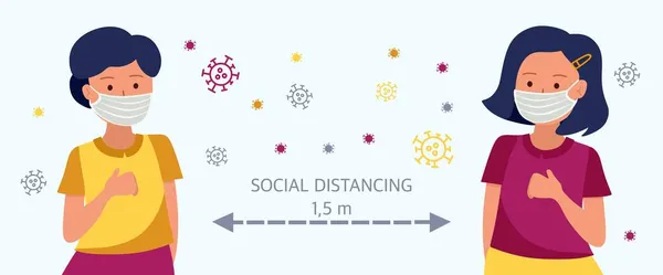 Soziale Distanz Distanz Der Gesellschaft Wahren Die Entfernung Zwischen Kindern — Stockvektor