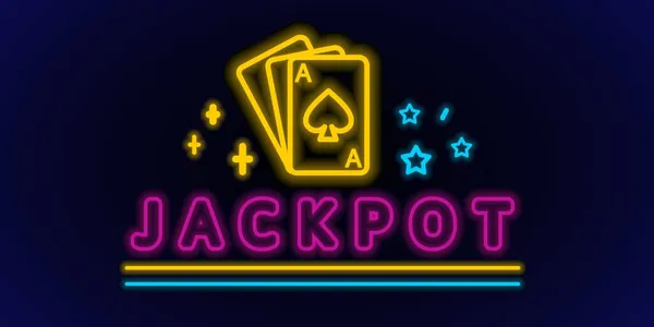 Casino Neon Icons Jackpot Slot Machine Neon Style Templates Vector — Stock Vector