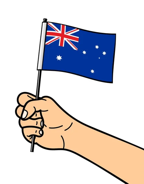 오스트레일리아의 국기를 상징하는 국가의 상징물은 배경에 떨어져 있었습니다 국기가 있습니다 — 스톡 벡터