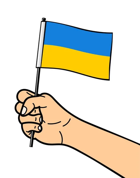 Державний Символ Прапора України Ізольований Білому Тлі Національний Прапор Руках — стоковий вектор
