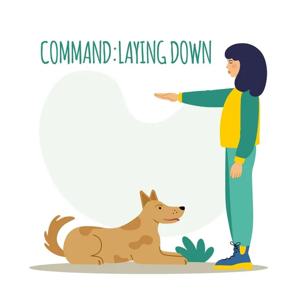人们训练他们的宠物狗 宠物执行躺下的命令 培训进程 一个简单的图标 在白色背景上孤立的可编辑矢量说明 — 图库矢量图片