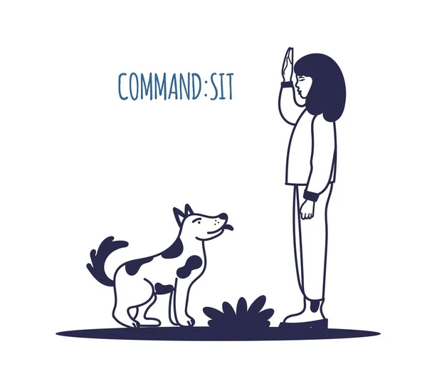 狗训练 宠物执行静坐命令 培训进程 一个简单的图标 在白色背景上孤立的可编辑矢量说明 — 图库矢量图片