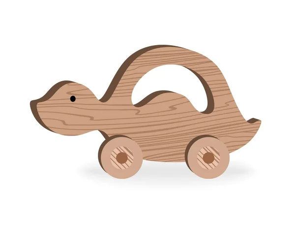 Children Toys Children Games Entertainment Cartoon Wooden Toys Wooden Turtle — Stock Vector