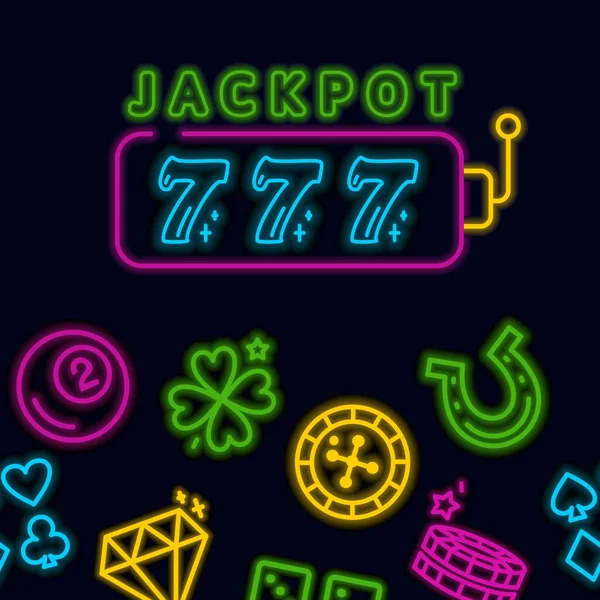 Banner Casino Néon Inscrição Sinal Jackpot Modelos Estilo Néon Ilustração —  Vetores de Stock