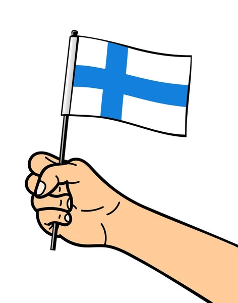 Státní Symbol Vlajky Finska Izolovaný Bílém Pozadí Národní Vlajka Ruce — Stockový vektor