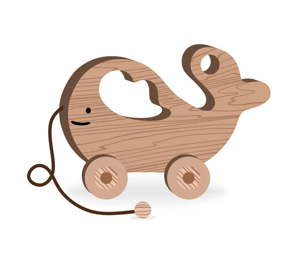 Juguetes para niños Juegos para niños y entretenimiento Dibujos animados Juguetes de madera Ballena de madera Vector Ilustración — Vector de stock