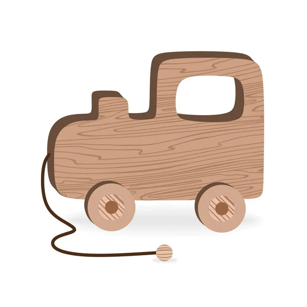 Детские игрушки для детских игр и развлекательных мультфильмов Деревянные игрушки деревянные локомотивы Векторная иллюстрация — стоковый вектор