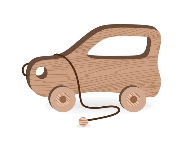 Детские игрушки для детских игр и развлекательных мультфильмов Деревянные игрушки Деревянные автомобили Векторная иллюстрация — стоковый вектор