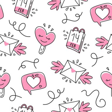 Kusursuz dondurma kalıpları, sevgililer günü takvimleri ve beyaz arka planda kalpler. Sevgililer Günü 'nde tekstil ürünlerinde, ambalaj kağıtlarında, arka planda, hediyelik eşyalarda kullan. Vektör 