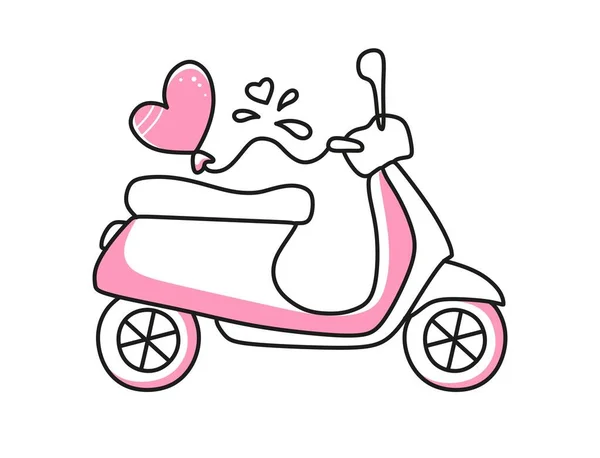 Vector Element Moped Valentines Day Hand Drawn Love Symbols Linear — 图库矢量图片