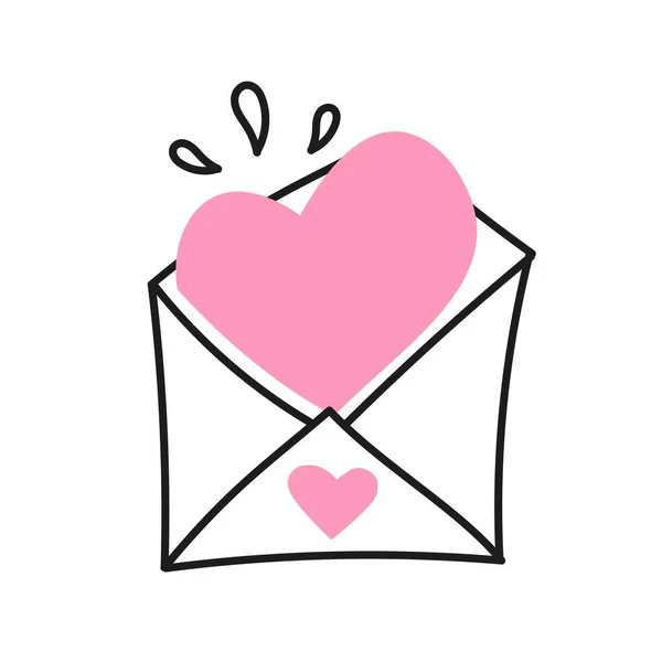 Envelope Elemento Vetorial Para Dia Dos Namorados Símbolos Amor Desenhados —  Vetores de Stock