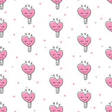 Dondurmanın kusursuz deseni ve beyaz arka planda kalpler. Sevgililer Günü 'nde tekstil ürünlerinde, ambalaj kağıtlarında, arka planda, hediyelik eşyalarda kullan. Vektör 