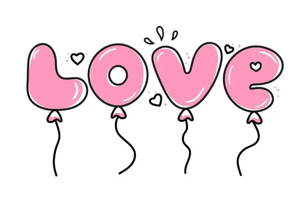 Vector Element Lettering Balls Word Love Valentines Day Hand Drawn — Wektor stockowy